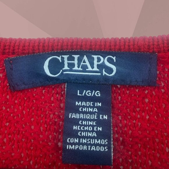 Red Chaps Sweater L Knit Pullover Like New - Picture 2 of 4